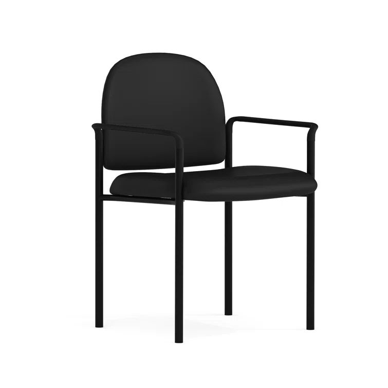 Black Vinyl Stackable Reception Chair with Arms