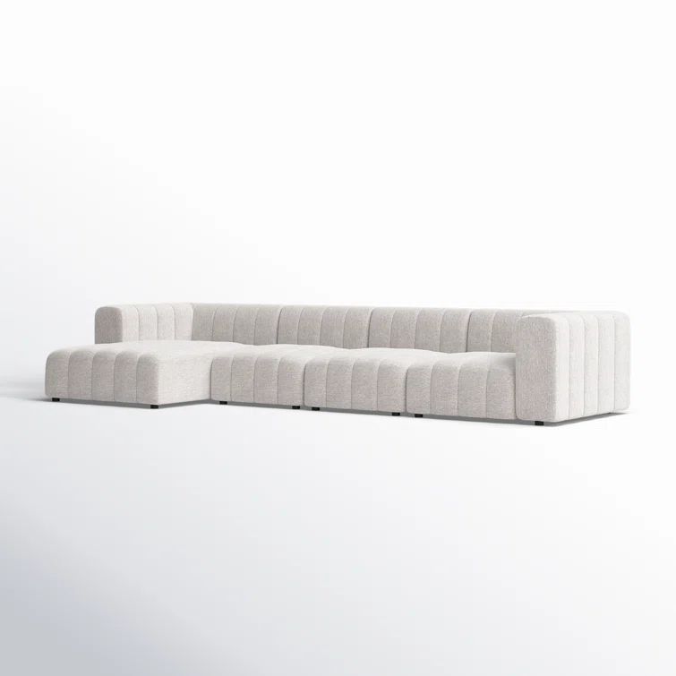Napa Sandstone Tufted Fabric 4-Piece Sectional with Ottoman