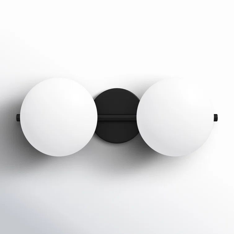 Vibi Black and White Frosted Globe 2-Light Vanity Light