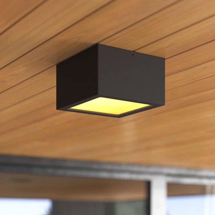 Satin Black Glass LED Modern Outdoor Flush Mount