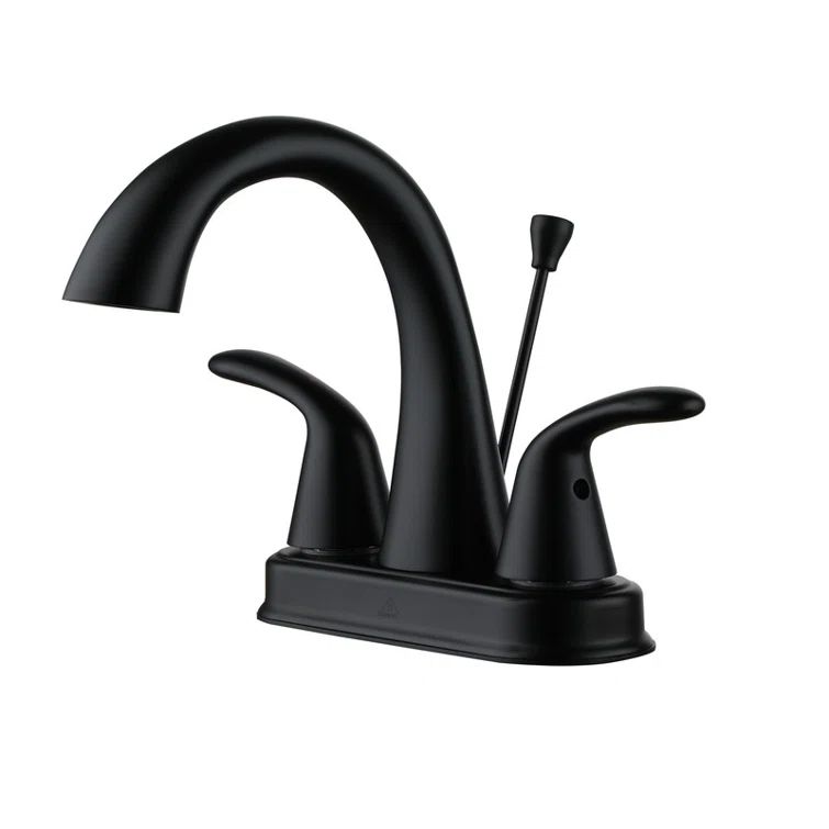 Matte Black Double Handle Bathroom Faucet with Drain Assembly