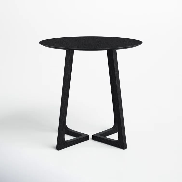Black Ash Round Solid Wood Mid-century Modern Counter Table