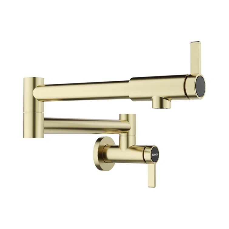 Satin Gold Brass Wall-Mounted Pot Filler Faucet