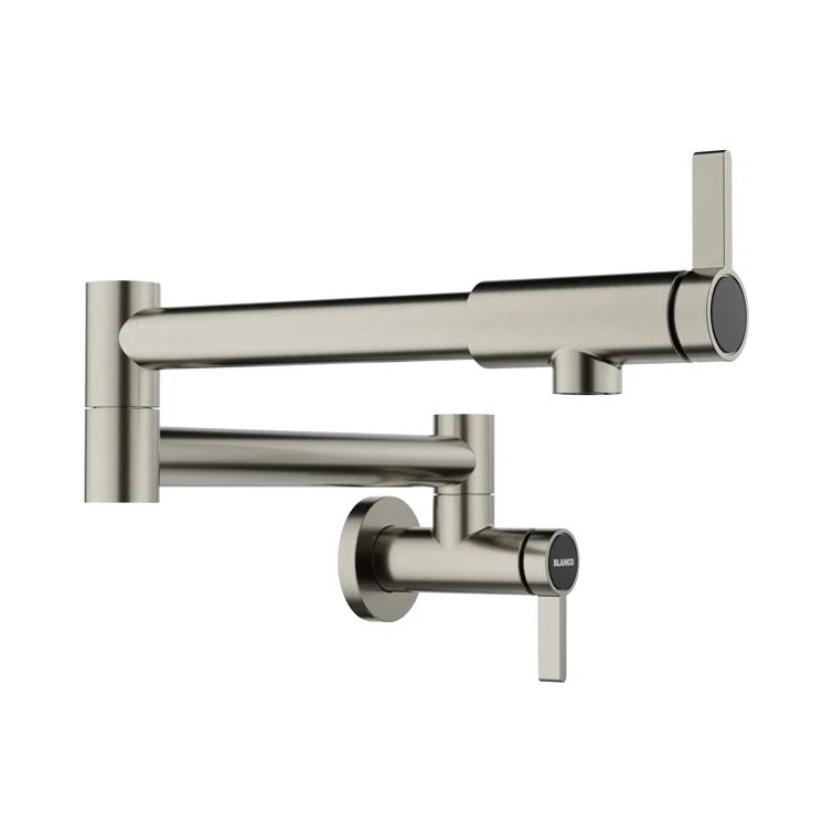 Satin Platinum Brass Wall-Mounted Pot Filler Faucet
