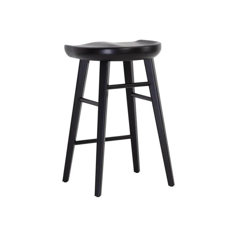 Dominic Black Solid Oak Mid-Century Modern Counter Stool