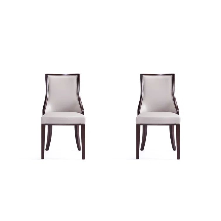 Elegant Light Gray Faux Leather Upholstered Side Chair with Wood Frame
