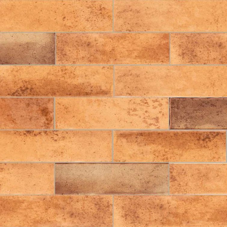 Terracotta Ceramic Brick Look Subway Wall Tile, 2" x 10"