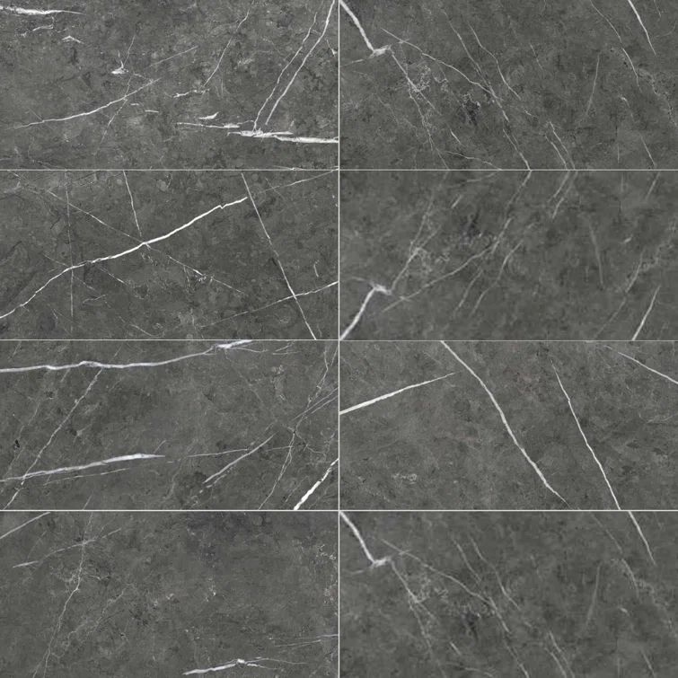 Gray Matte Porcelain Marble Look 12" x 24" Wall & Floor Tile