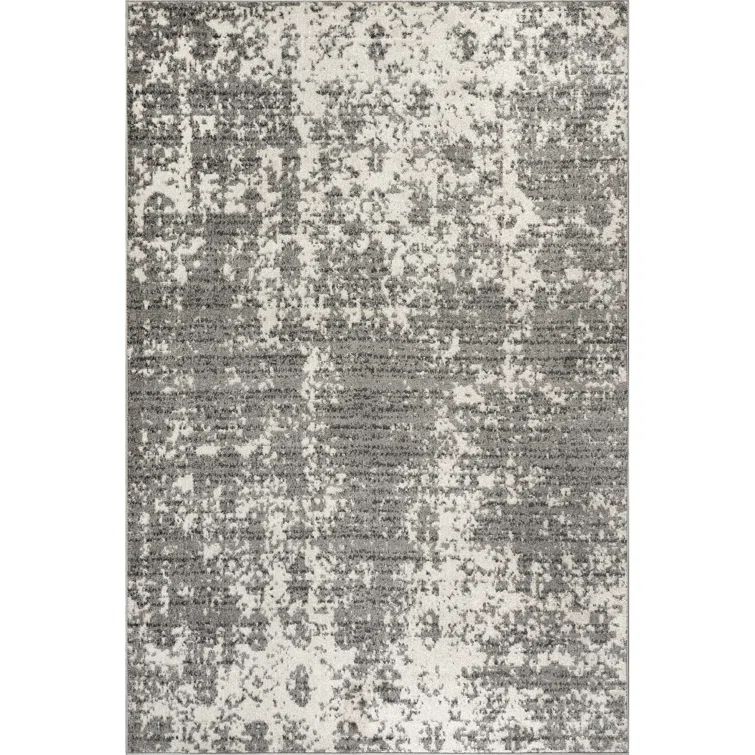 Elysian Clouds Abstract Gray Synthetic 5' x 8' Area Rug