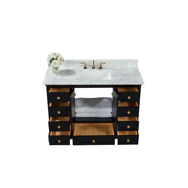 Audrey 48'' Black Onyx Single Vanity with Marble Top