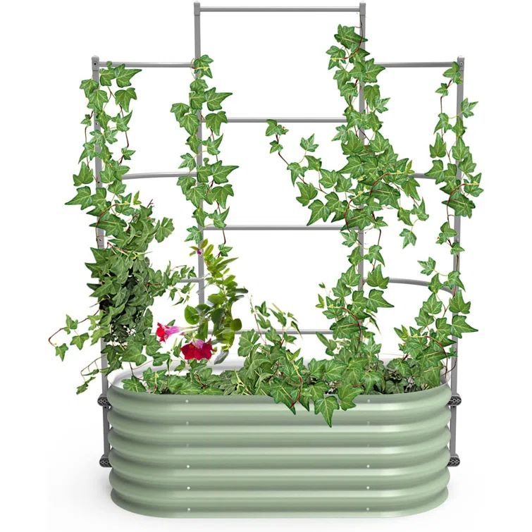 Gray Metal Trellis for Climbing Plants and Vines
