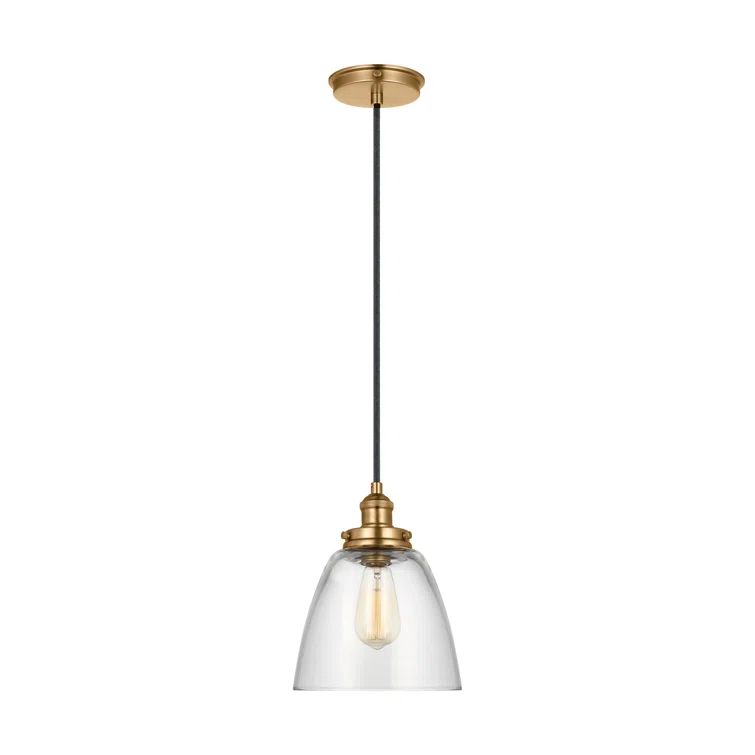 Satin Brass Single Light Clear Glass Pendant