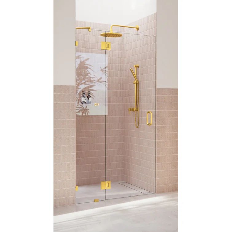Satin Brass 41" x 78" Frameless Glass Shower Door