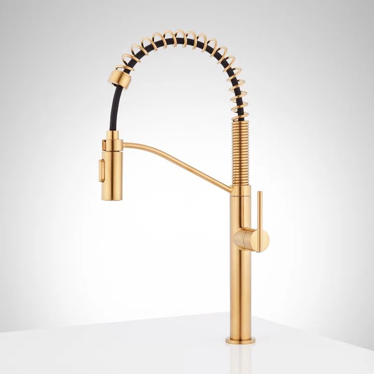 Eiler Brushed Gold Single Handle Pull Down Kitchen Faucet