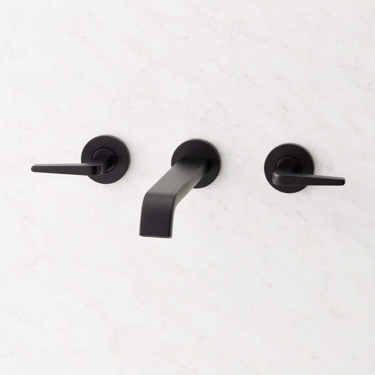 Matte Black Wall Mounted Widespread Bathroom Faucet