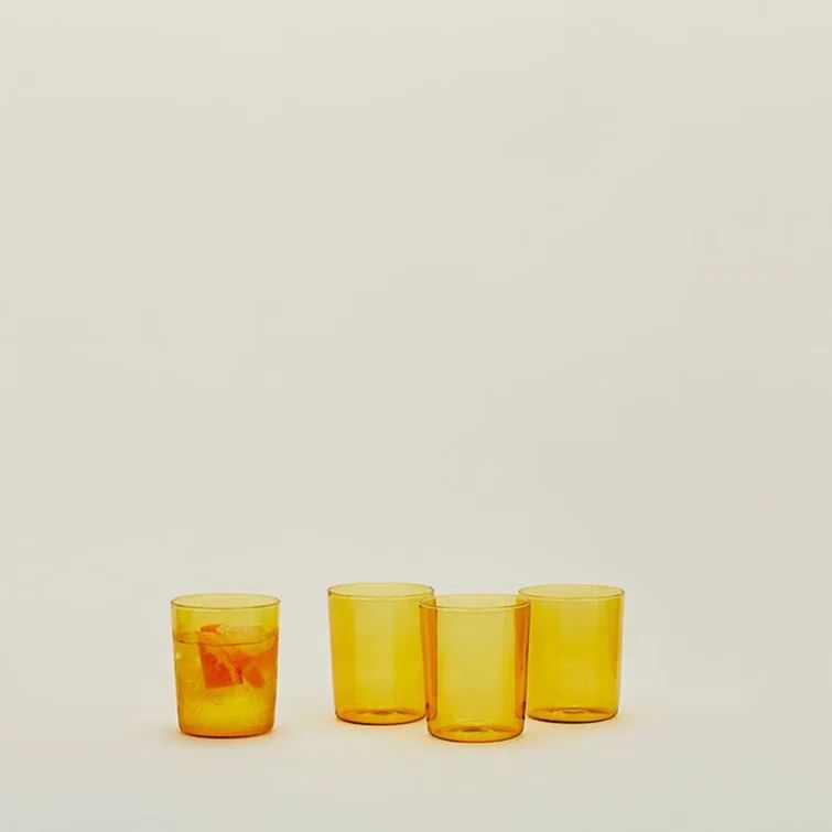 Amber Medium Glass Drinking Tumblers - Set of 4