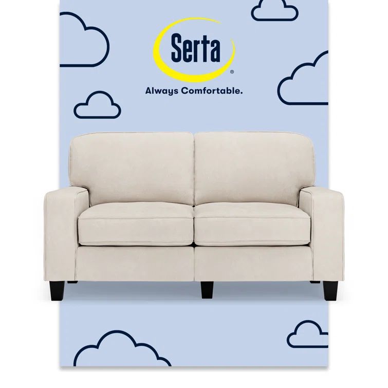 Serta Palisades 61" Cream Microfiber Loveseat with Pillow Back