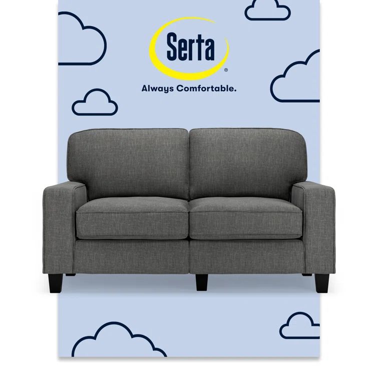 Gray Microfiber Track Arm Loveseat with Removable Cushions