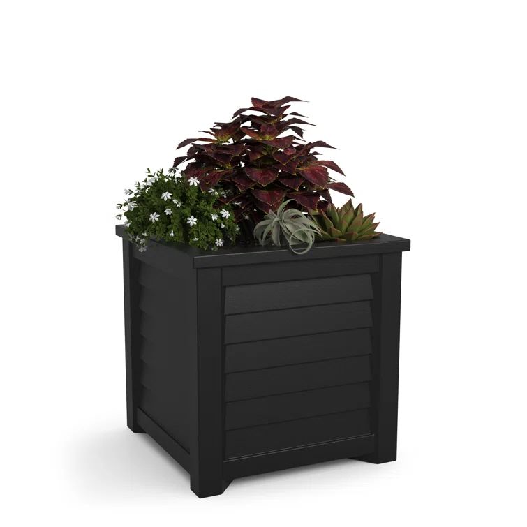 Lakeland Black 20" Resin Planter with Water Reservoir