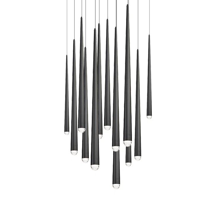 Cascade Black Crystal LED 13-Light Indoor/Outdoor Pendant
