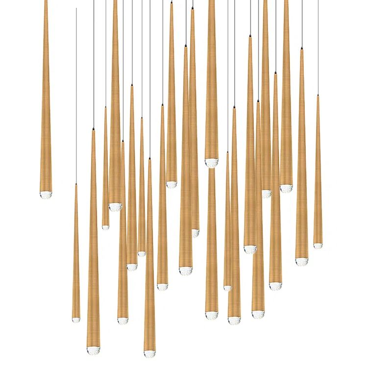 Aged Brass 25-Light LED Pendant with Crystal Diffusers
