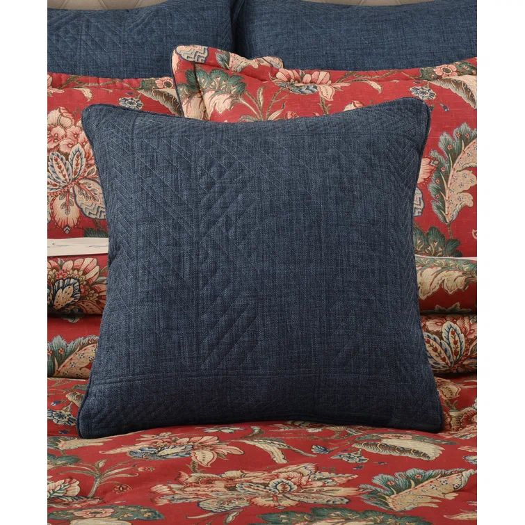 Indigo Heathered Cotton Square Decorative Throw Pillow