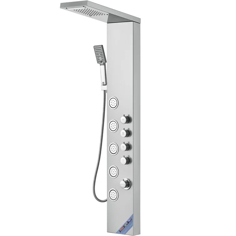 Stainless Steel Wall-Mounted Shower Panel with Full Body Jets