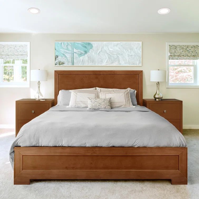 Elegant Walnut Full Platform Bed with Paneled Headboard