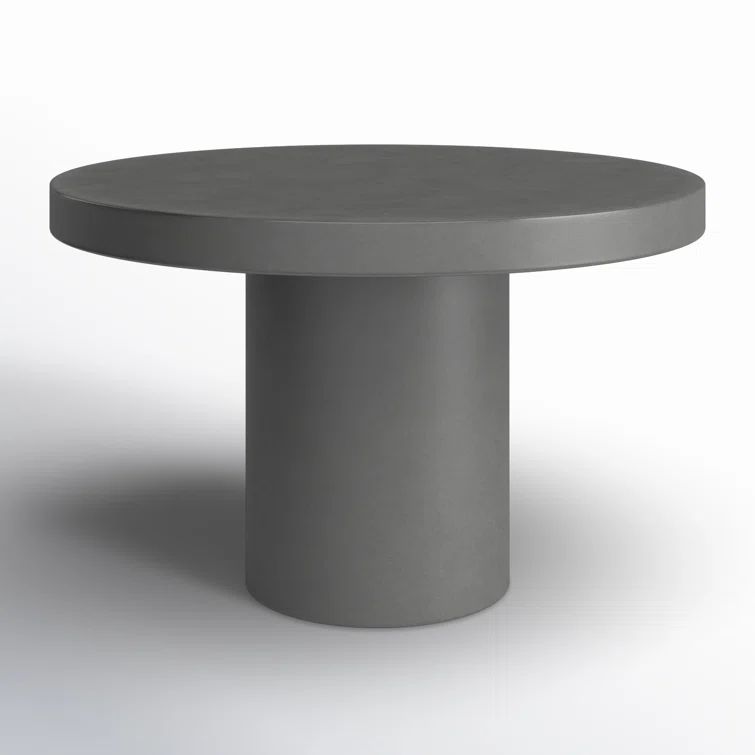 Matte Gray Round Concrete Pedestal Dining Table