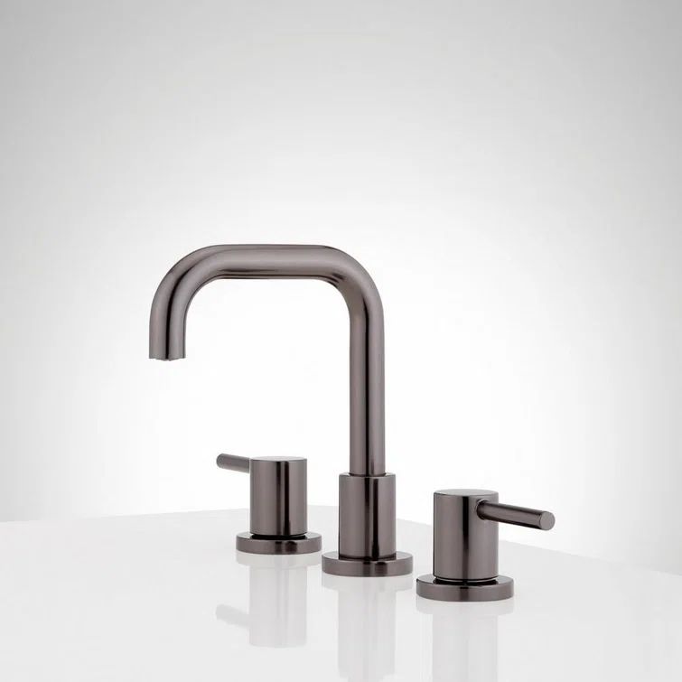 Gunmetal Modern Metal Widespread Bathroom Faucet with Lever Handles