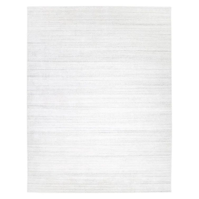 Handmade White Solid Wool Area Rug 3' x 5'