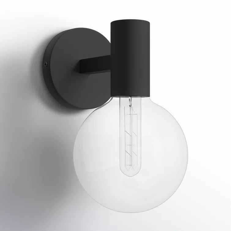 Matte Black Metal Globe Sconce with Clear Shade