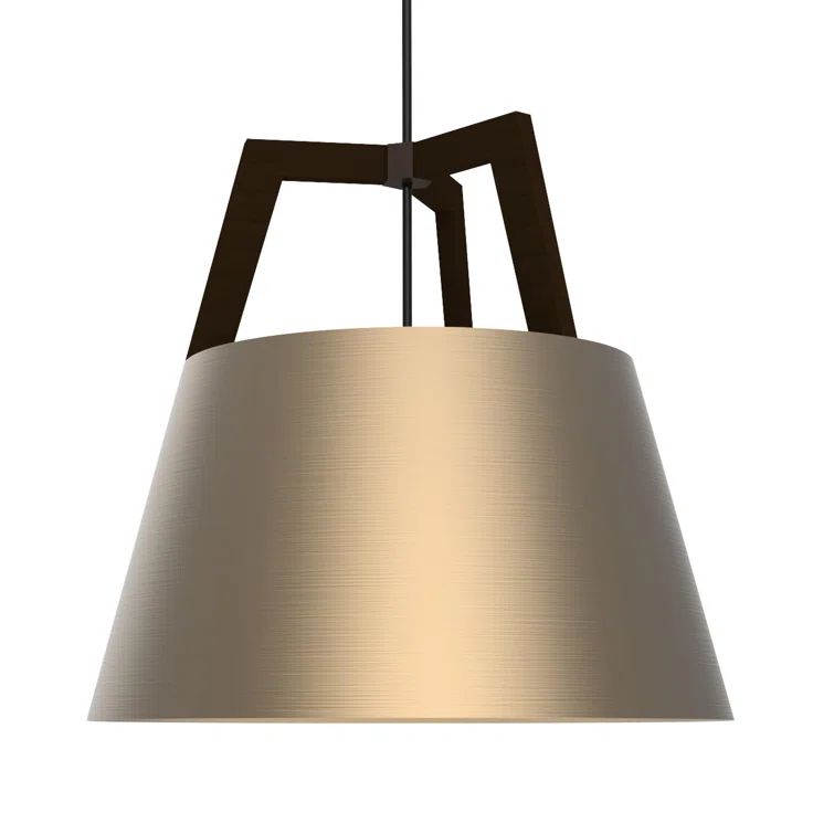 Elegant Mini Pendant Light in Dark Stained Walnut & Rose Gold