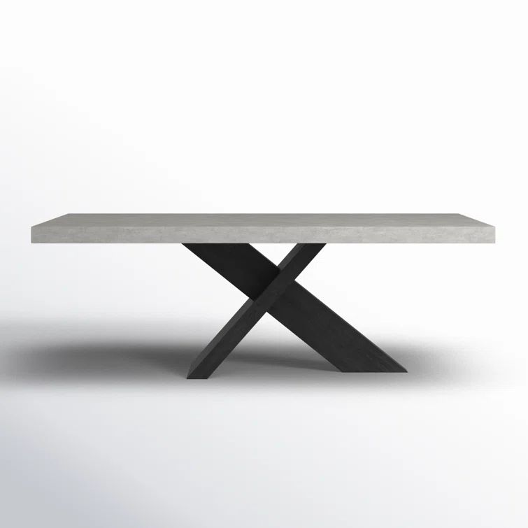 Durant 84" Gray Concrete and Black Wood Dining Table