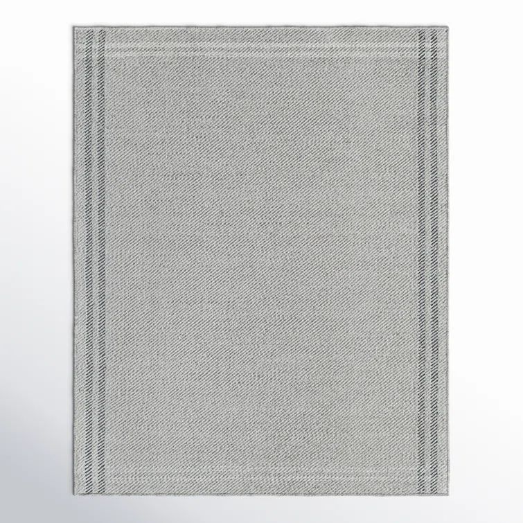 Handwoven Gray and Ivory Wool Area Rug, 8' x 10'