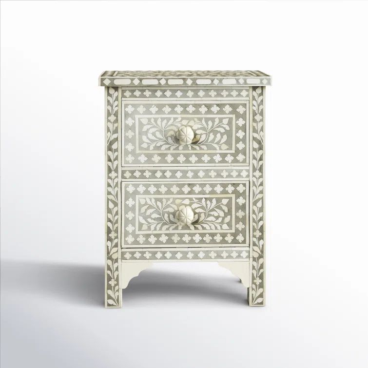 Vivienne Elegance Grey Bone Inlay and Mango Wood Accent Chest