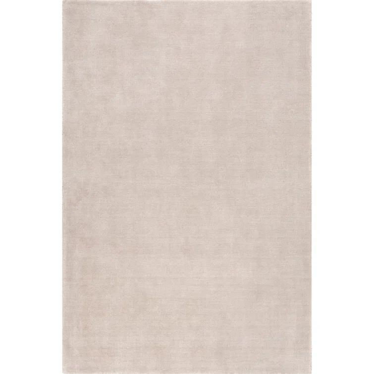 Handmade Dove Grey Solid Wool Rectangular Area Rug 10' x 14'