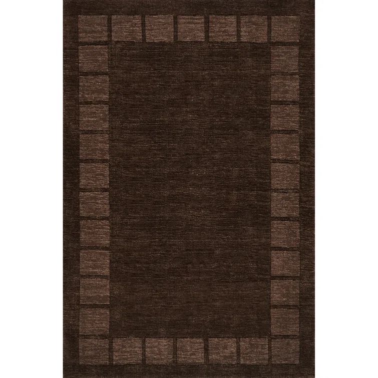 Truffle Brown Rectangular Wool and Viscose Area Rug