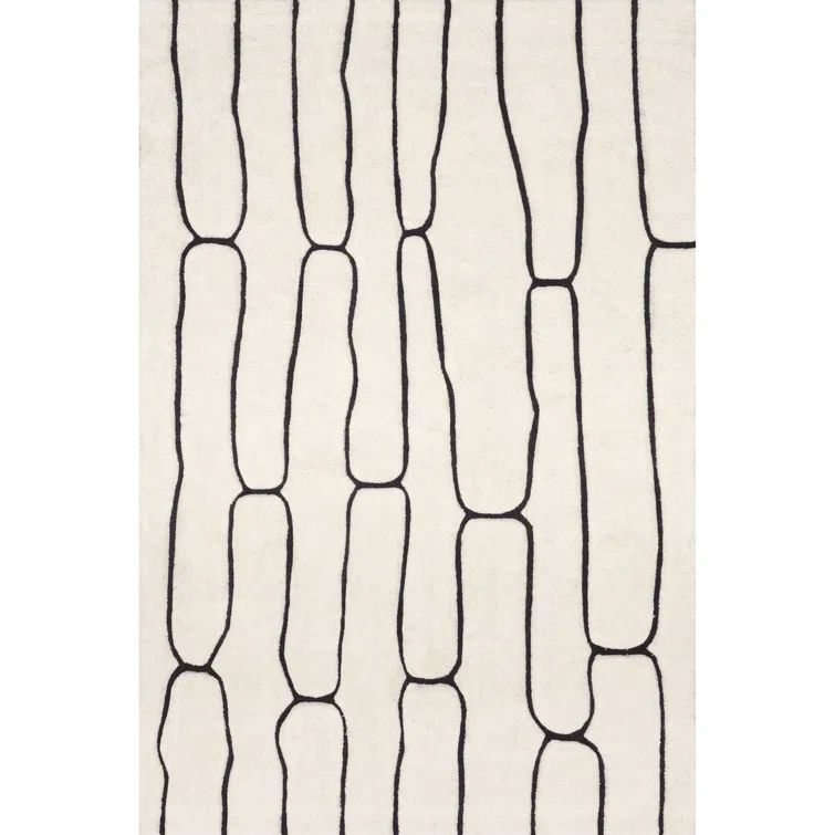 Handmade Gray Abstract Wool Rectangular Area Rug, 3' x 5'