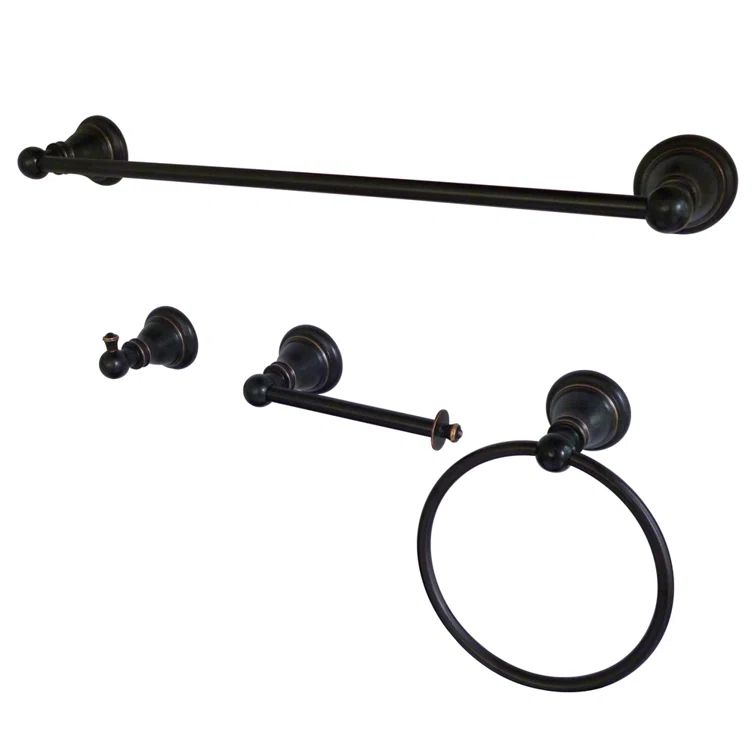 Naples Bronze Traditional 4-Piece Bathroom Hardware Set