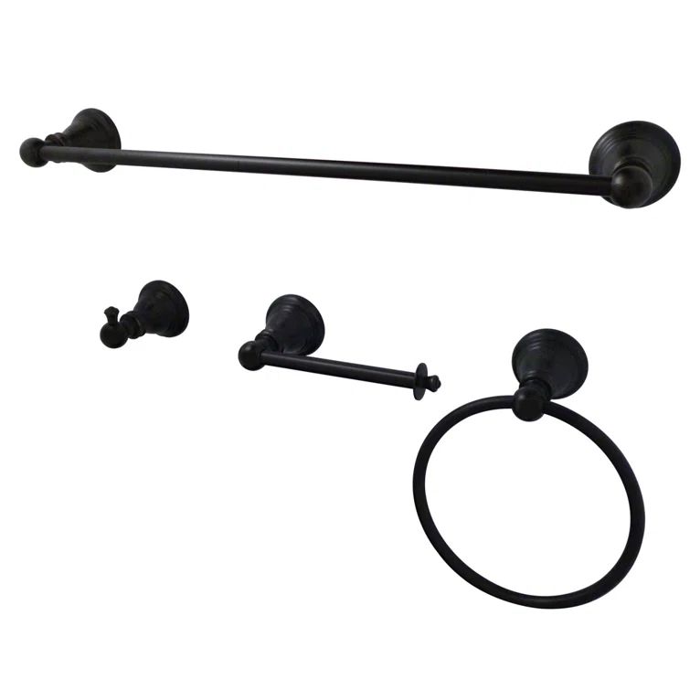 Oil Rubbed Bronze Metal 4-Piece Bathroom Hardware Set