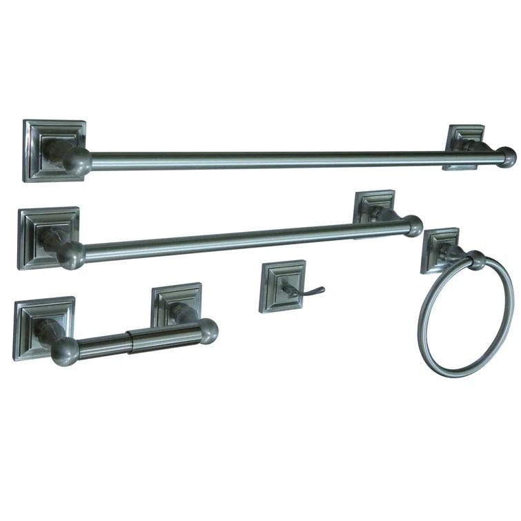 Satin Nickel 5-Piece Bathroom Hardware Set