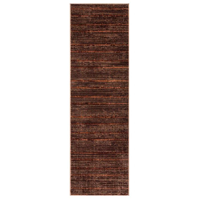 Missha Dark Brown Striped Polyester High-Low Runner Rug