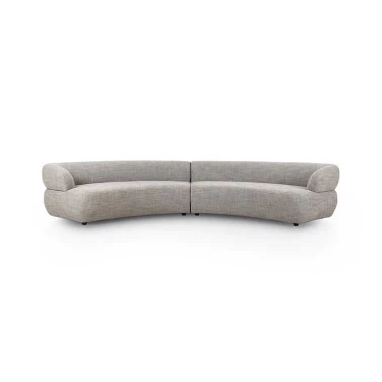 Athens Gray Curved Polyester Blend 2-Piece Sofa