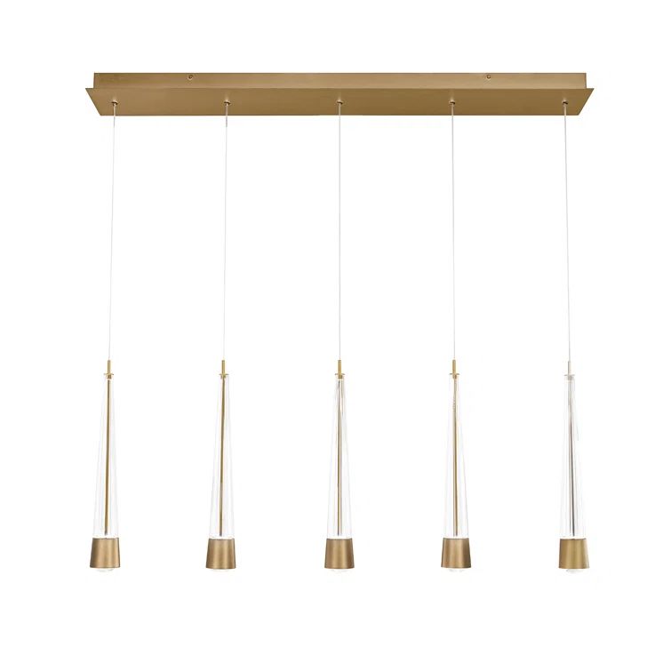 Aged Brass and Glass 40" Linear LED Pendant Light
