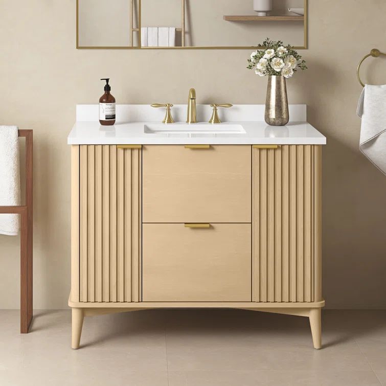 Gabi 42" Rustic Ash Single Sink Vanity with White Stone Top