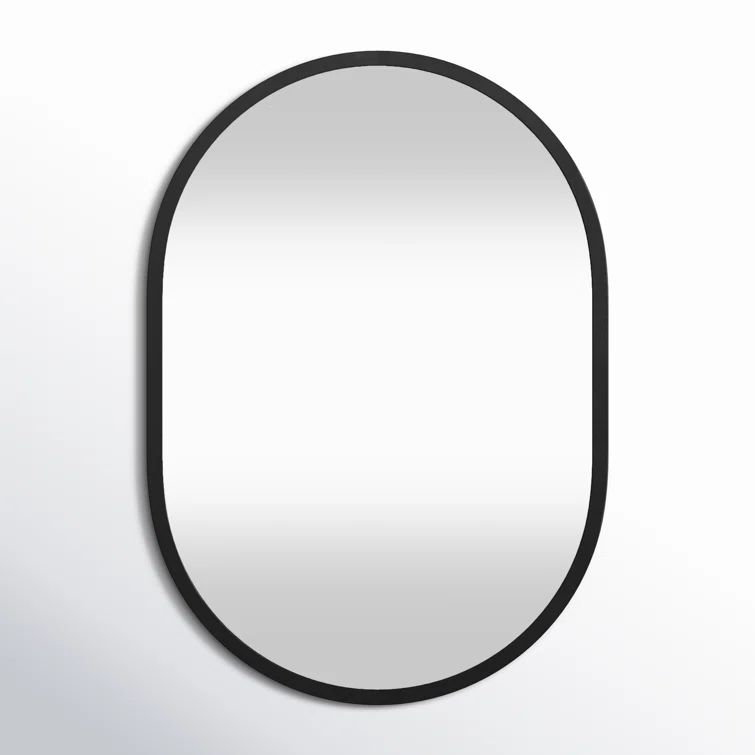 Dasha 34" Matte Black Iron and Wood Wall Mirror