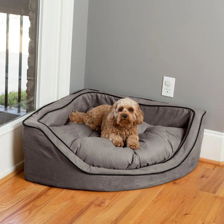 Large Anthracite Suede Bolster Outdoor Pet Bed