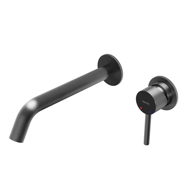 Gunmetal Gray Brass Single Handle Wall-Mount Bathroom Faucet