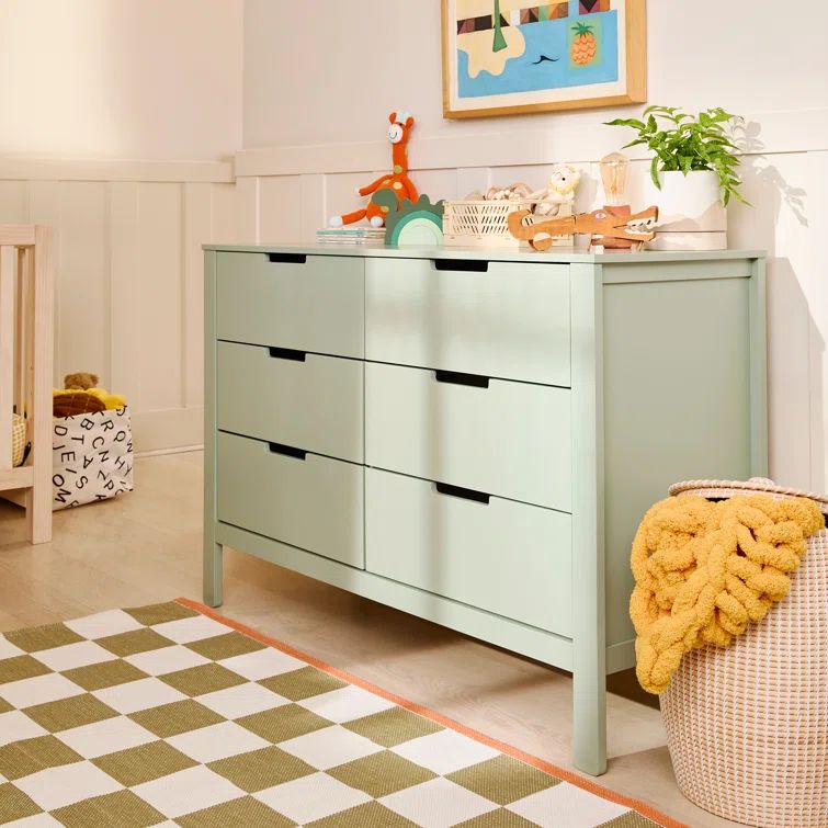 Light Sage Double Nursery 6-Drawer Dresser